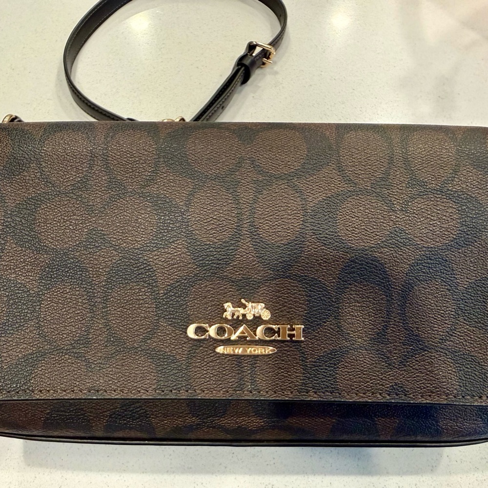 Coach Dark Brown Signature Crossbody Bag
